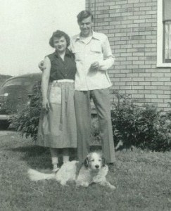 Spot and his little girl all grown up and married. (Arlene (Palmer) Harris and  husband Ben)